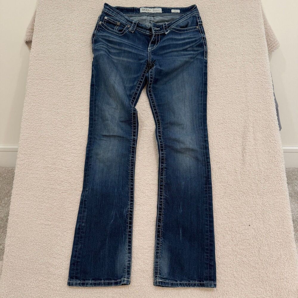 BKE Payton Bootcut Jeans Womens 28 Long Medium Wash Thick Stitch Buckle Y2K